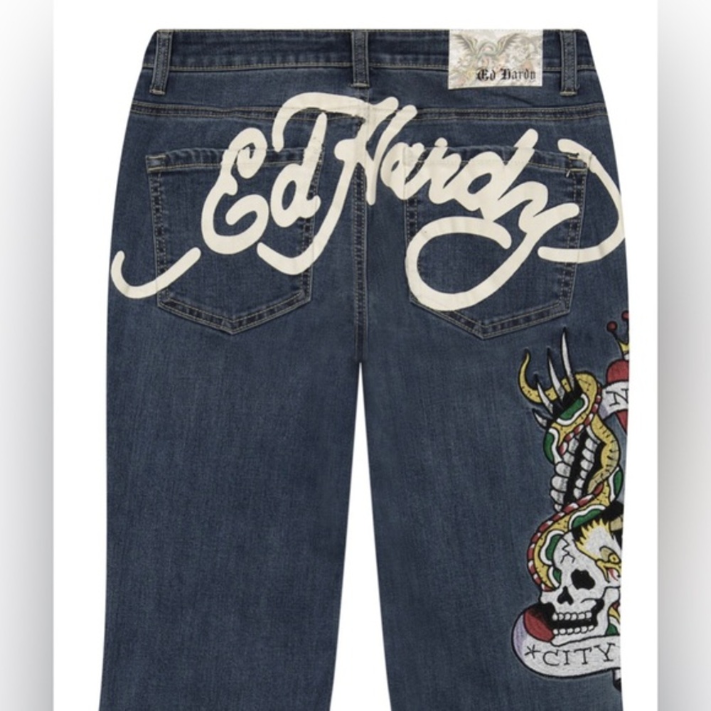 Ed Hardy NYC EAGLE SLIM FLARE medium vintage wash JEANs size 30‎ new